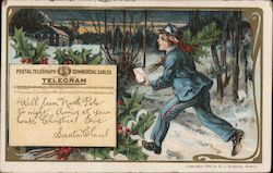 Postal Telegraph Commercial Cables Telegram Will leave North Pole to Christmas Postcard Postcard Postcard