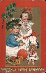 Wishing You a Merry Christmas: Children play with toys Postcard Postcard Postcard