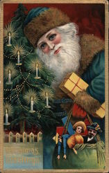 Olde Time Santa delivering toys Santa Claus Postcard Postcard Postcard