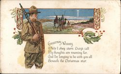 Christmas Wishes - Man in military, 3 Wise Men and star, poem about Christmas Postcard Postcard Postcard