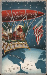 X-mas Greetings Flag N. America Postcard