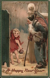 A Happy New Year Boy New Year Old Man Old Year Postcard