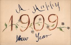 A Happy 1909 New Year New Year's Postcard Postcard Postcard