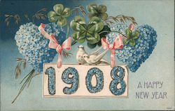 A Happy New Year - 1908 Postcard