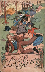 Leap Year - Women Chasing a Man Postcard Postcard Postcard