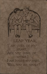 Leap Year - two girls on a bench Postcard Postcard Postcard