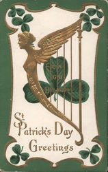 Angel Harp Erin Go Bragh St. Patrick's Day Greetings Postcard