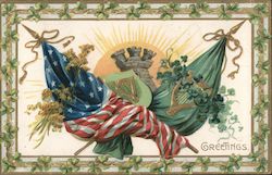 Irish and US Flag: Greetings Postcard