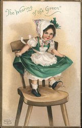 The Wearing of the Green - Little girl dancing on a chair Postcard