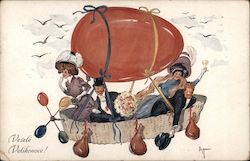 Couples in Balloon Ride: Vesele Velikonoce! Postcard