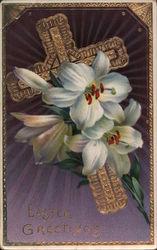 Easter Greetings - cross with flowers Postcard