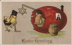 Jewish Chicks in Egg House: Easter Greeting Postcard