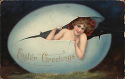 Nude Woman in Egg: Easter Greetings Eggs Postcard Postcard Postcard