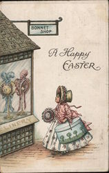 Woman Shopping for Easter Bonnet Postcard