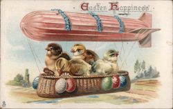 Easter Happiness - Zeppelin with a Basket of Chicks With Chicks Postcard Postcard Postcard