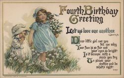 Fourth Birthday Greeting Let us love one another Dear little C. M. Burd Postcard Postcard Postcard