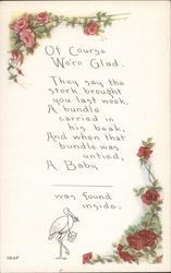 Poem for New Baby Babies Postcard Postcard Postcard