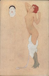 Pierrot With A Nude Woman Raphael Kirchner Postcard Postcard Postcard