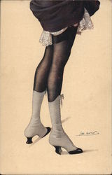 Woman With Dress Pulled Up Showing Legs Risque & Nude Postcard Postcard Postcard