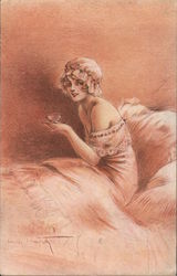 Woman Ready for Bed Risque & Nude Loius Icart Postcard Postcard Postcard