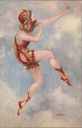 Dancing Girl in fancy red and gold outfit Artist Signed Gayac Postcard Postcard Postcard