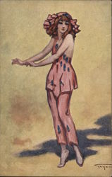 Drawing of woman dancing Postcard