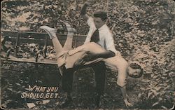 Man Spanking Woman on Bench: What You Should Get Postcard