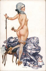 Naked Woman in White Wig Risque & Nude Mathilde Angeline Herouard Postcard Postcard Postcard