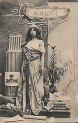 A Woman posed as Allegory of Architecture Postcard