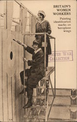 Britain's Women Workers - photo of women working on plane wings World War I Postcard Postcard Postcard