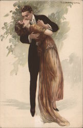 Man Woman Kissing Postcard