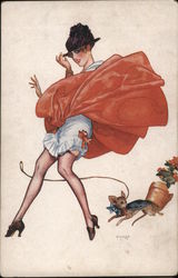 Wind Blowing Woman's Dress Up Postcard