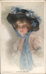 A Mischiefmaker: Woman in Blue Hat Philip Boileau Postcard Postcard Postcard