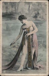 Woman Posing in Semi-Nude Postcard