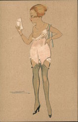 Woman in Lingerie Postcard