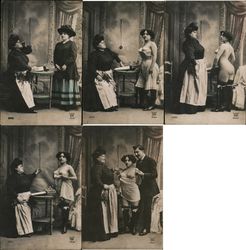 Set of 5 French Nudes Series 5093 "The Inspection!" Postcard Postcard Postcard