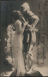 Woman Kissing Knight in Armor Postcard