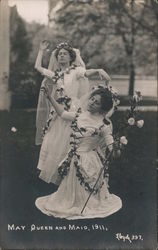 May Queen and maid, 1911 Postcard