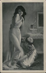 Nude woman bathing with assistant Risque & Nude Postcard Postcard Postcard