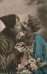 Soldier Kissing Girl Couples Postcard Postcard Postcard