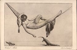 Nude Woman in Hammock Risque & Nude Postcard Postcard Postcard