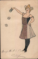 Woman Rolling Dice Women Postcard Postcard Postcard