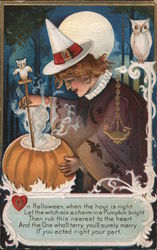 Witch Mixing Brew in Pumpkin Postcard