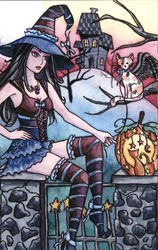 Sexy Young Witch "Rhea" Halloween Nikki Burnette Postcard Postcard Postcard