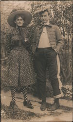 Two Men in Drag, Halloween? Cross-Dressing Postcard