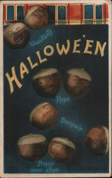 Acorns with different emotions on their faces Halloween Postcard Postcard Postcard