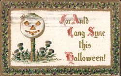 For Auld Lang Syne this halloween!-White pumpkin on a tree growing from the ground. Postcard