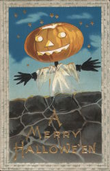 Jack O'Lantern Scarecrow: A Merry Halloween Postcard