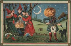 Witches Dancing around Cauldron Postcard