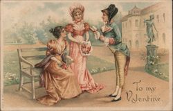 To My Valentine - A Man Reading to Two Women Postcard Postcard Postcard